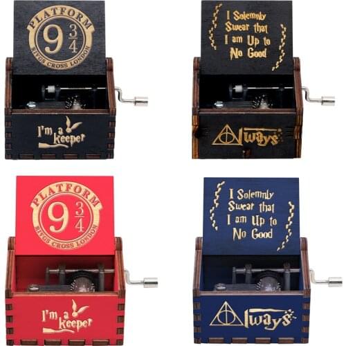 All Black Wholesale Antique Carved Wooden Hand Crank Spirited Away Music Box Christmas Gift Birthday Gift Party Decoration
