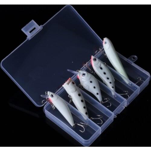 HENGJIA 5Pcs/Set Night Fishing Lure Bait Kit Luminous VIB Popper Crank Minnow Pencil Artificial Bait With Lure Box