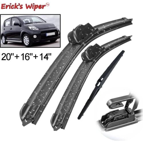 Ericks Wiper Front & Rear Wiper Blades Set Kit For Daihatsu Sirion MK2 2005-2012 Windshield Windscreen 20"16"14"
