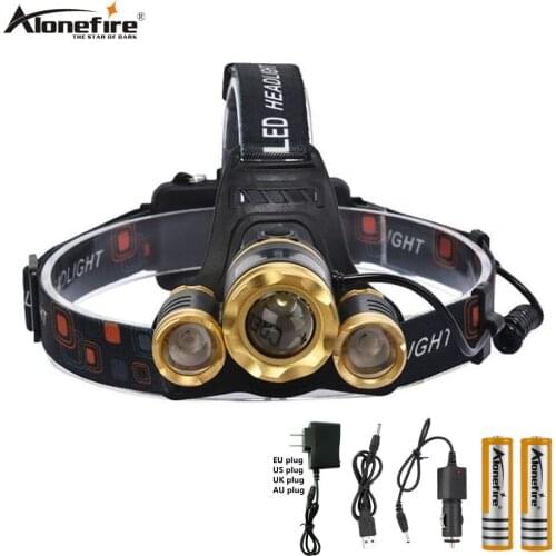 AloneFire HP21 8000Lm T6+2R5 headlamps xml t6 led headlight fishing light outdoor lighting led camping headlamp