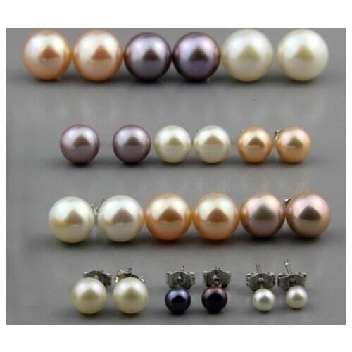 CHEAP HOT SALE PROMOTION!!! MIX SIZE/COLOR Freshwater Pearl Earrings Stud Earrings Beautiful Jewelry for Females