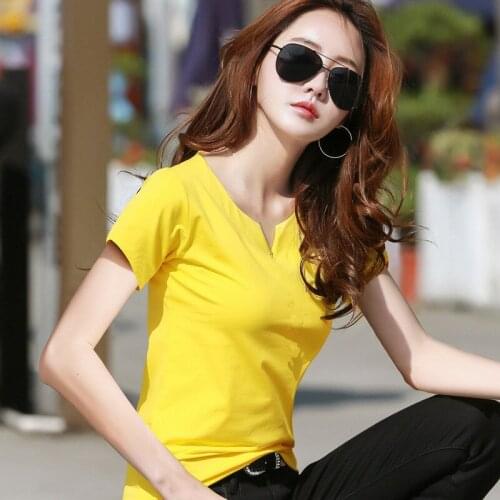 MRMT 2021 Brand Spring and Summer New Womens T Shirt Cotton Fashion Short Sleeve T-shirt for Female Slim V-collar Top Tshirt