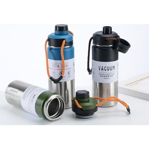 New 304 Vacuum Stainless Steel Vacuum Flask Outdoor Portable Rope Sports Water Cup Car Accompanying Gift Cup Universal Vacuum