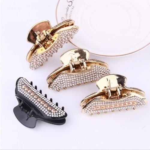 New Fashion Geometric Hair Claw Clamps Rhinestones Hair Moon Shape Hair Claw Clip Hairpin Hair Accessories for Women Girls