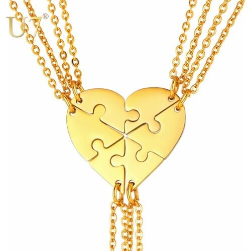 U7 Necklace for 6 Broken Heart Pendant Necklaces Puzzle Choker Personalized BFF Jewelry Collier Friendship Birthday Gifts P1242