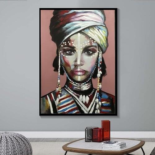 African Woman Poster Modern Colorful Painting Living Room Decoration Picture Frameless Big Large Size Prints for Home Design