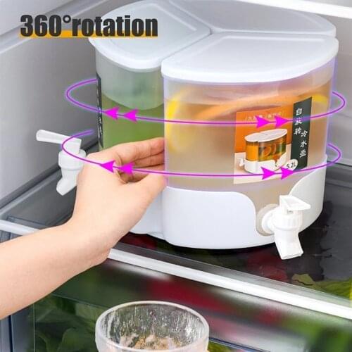 5200ml Cold Water Kettle Refrigerator Fruit Teapot Cooler Bucket Rotatable Water with Faucet Drinking Utensils Kettle