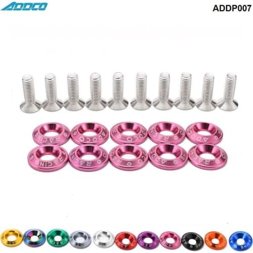 Addco Sport M6 10Pc Hex Screw Bolt Bumper Fender Washer Anodized Aluminum Universal ADDP007