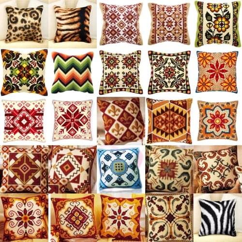 TH Pattern Style NEW DIY Needlework Kit Acrylic Yarn Embroidery Pillow Tapestry Canvas Cushion Front Cross Stitch Pillowcase