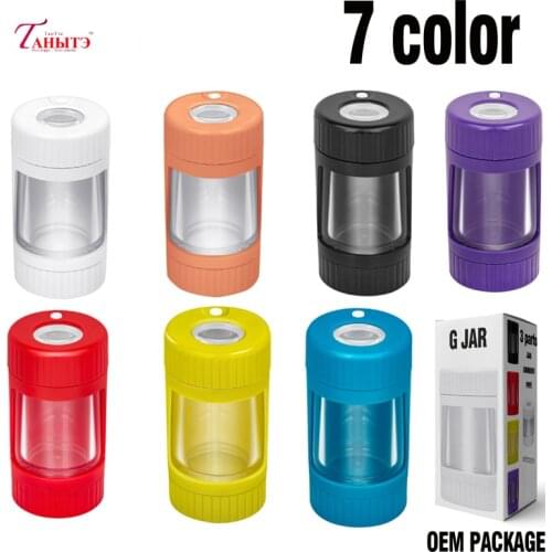 Tanyte LED Tobacco Jay Weed Storage Tank Transparent Sealed Herbal Storage Boxes Magnifying with Lid Grinder Smoking Accessories