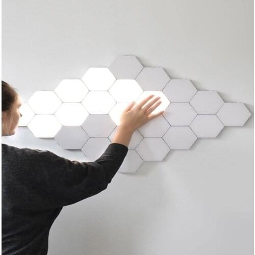 Home Decoration Nordic RGB LED Night Light,Honeycomb Modular Sensitive Light Touch Lighting Indoor Bedside Electromagnetic Light