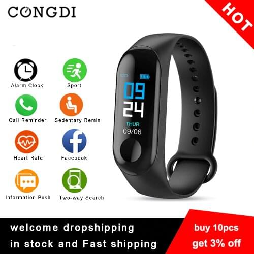 M3 plus smart watch Bluetooth Smart Bracelet Fitness Tracker Heart Rate Blood Pressure Sport Watch IP65 Waterproof Wristband
