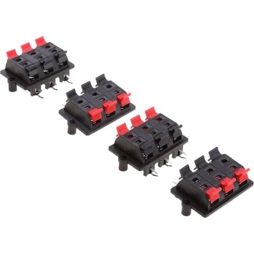 Audio Speaker Amplifier 6 Way Terminal, 4 pieces Audio Amplifier Terminal Connection Terminal Connectors 6 Pin Speaker Terminal