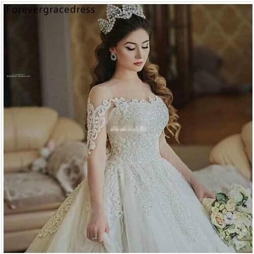 Gorgeous Princess Wedding Dresses Latest Saudi Arabia Dubai Long Sleeves Country Garden Formal Bride Bridal Gowns Plus Size