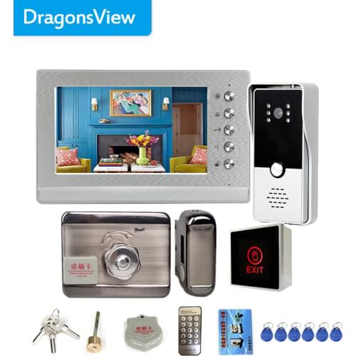 Dragonsview Video Door Phone Doorbell Intercom System 7 Inch 1000TVL with Electronic Lock 12V/3A Power Door Access Control