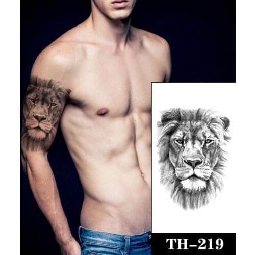 Temporary Tattoo Stickers Cool Lion King Head Eyes Realistic Fake Tatto Flash Waterproof Tatoo Legs Arm Large Size for Women Men