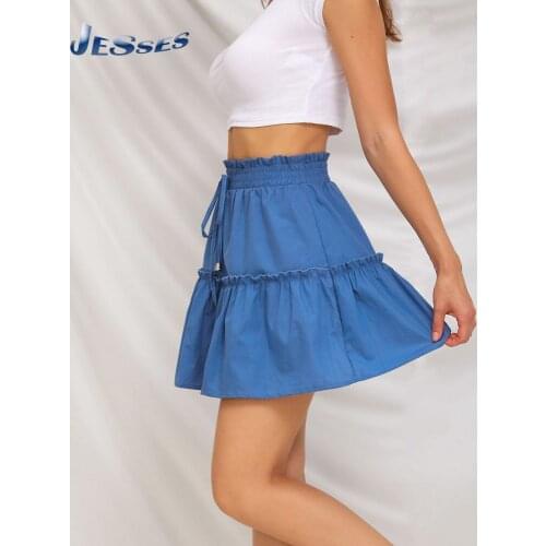 Women Basic Mini Skater Skirt Casual Pure Color Pleated Short Skirts For Female Oversized High Waist A-line Beach Lady Skirts XL