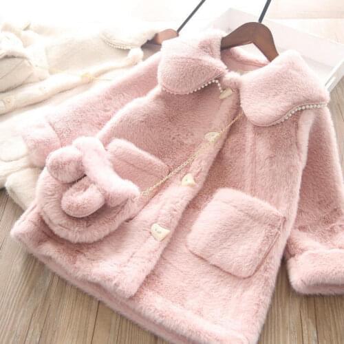 Girls' Winter Coat New Childrens Baby Kids Lamb Wool Long Suede Thicken Coat cotton long one plus Rabbit Wool plush heavy coat