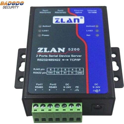 ZLAN5240 2 serial ports RS232 RS485 RS422 to Ethernet RJ45 Converter dual serial server Switch support Modbus TCP and Modbus RTU