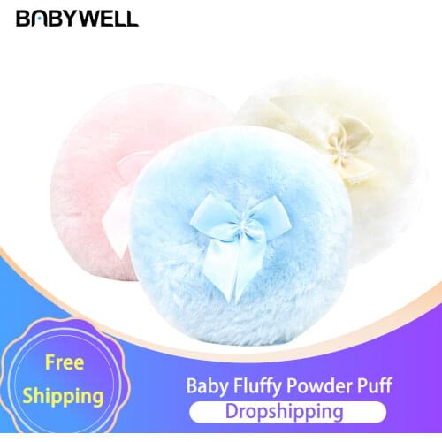 1 pc Baby Fluffy Powder Puff Baby Solid Soft Face Body Powder Puff Comfortable Double-faced Fluff Design Long Fluff Puff For Kid