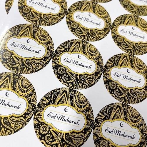 120pcs 3.8cm EID Mubarak paper stickers Al Adha Ramadan decoration gift sealing sticker Kareem Muslim Islamic Eid Muslim gifts