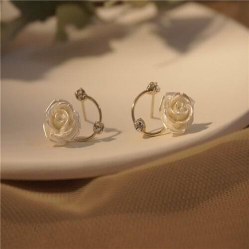 2021 New Fashion "Rose Of Versailles" Retro French Light Luxury Flower Diamond Earrings Without Pierced Ear Clip Female