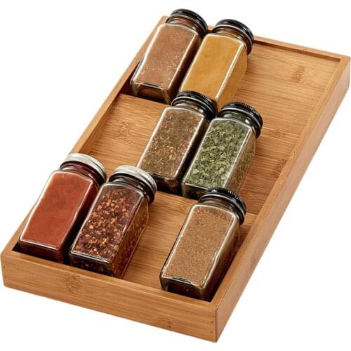 Bamboo 3-Layer Bamboo Spice Rack Japan Style Kitchen Condiment Seasoning Bottles Storage Rack Organizer Home Holder Stand