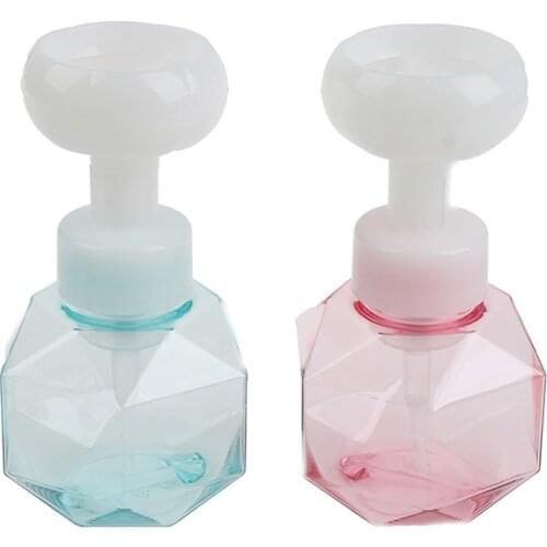 300ML Liquid Soap Dispenser Flower Shape Foam Empty Bottle Clear Plastic Bottle Foam Shower Gel Pump Bottle Bathroom Bottle