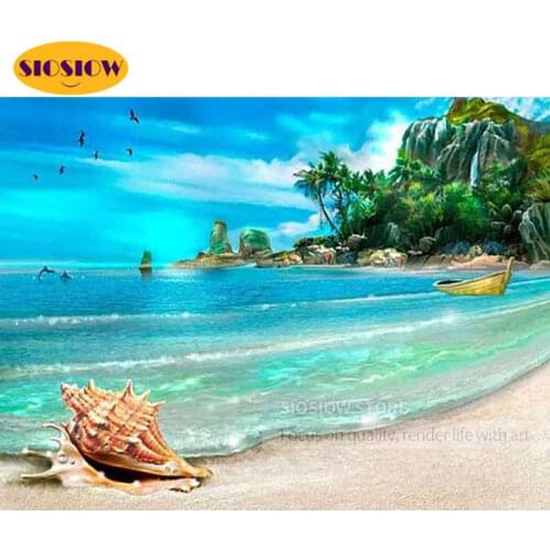 3d Diy Diamond Painting Seaside Scenery Cross-Stitch 5D Diamond Beads Embroidery Sea Shell Landscape Rhinestones Kits Home Decor