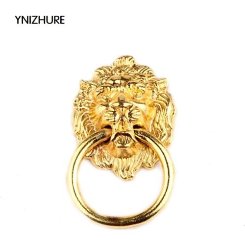 67*46MM kitchen cabinet knobs Retro traditional luxury gold antique wardrobe cupboard handle high-grade lion head door handle