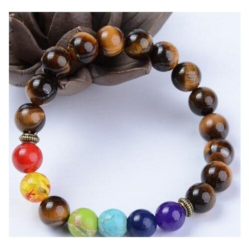 8mm dfg2 black stone volcanic lava Bracelet elastic yellow Tigereye Frosted agate Onyx Buddha Buddha Yoga Charm nature
