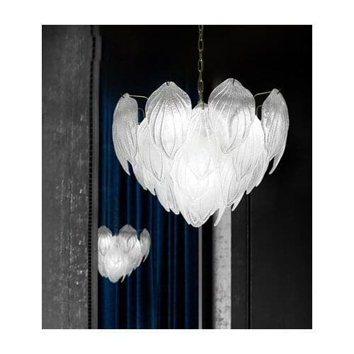 American Glass Chandelier LED Modern Leaf Chandeliers Lighting Fixture Home Indoor Light Dining Room Living Room Hanging Lamps