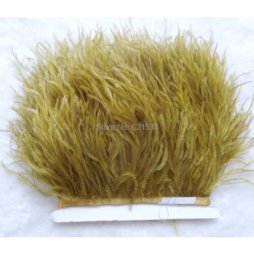 Olive Green Ostrich Fringe,10yards/lot-Ostrich feather Trim,Ostrich trimming on Satin Header 5-6inches in width