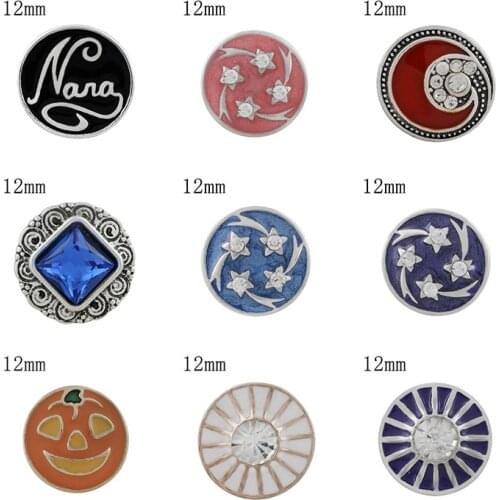 NANA 12mm Rhinestone Charms Metal snap button DIY jewelry KS2025