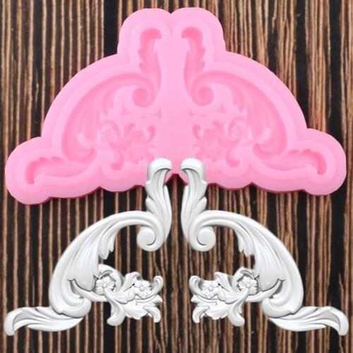 Flower Cake Border Silicone Molds Scroll Relief Cupcake Fondant Cake Decorating Tools Chocolate Candy Polymer Clay Moulds