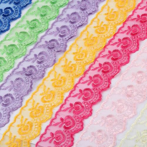 DIY Embroidered High Quality 45MM Lace Fabric Ribbon Tape 10 Yards Lace Trim Sewing Decoration Beautiful White Lace