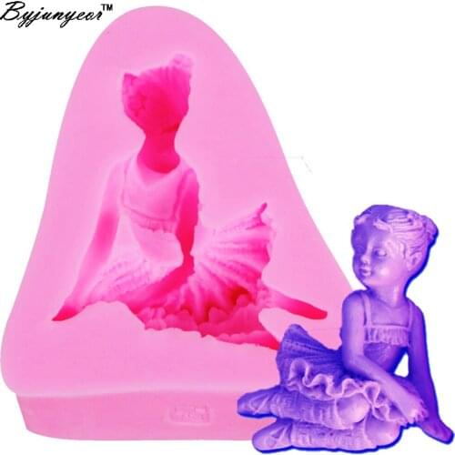 Byjunyeor F1142 Angel Girl UV Resin Silicone Mold Fondant Chocolate Candy Lollipop Crystal Epoxy Soft Clay Bake Tools