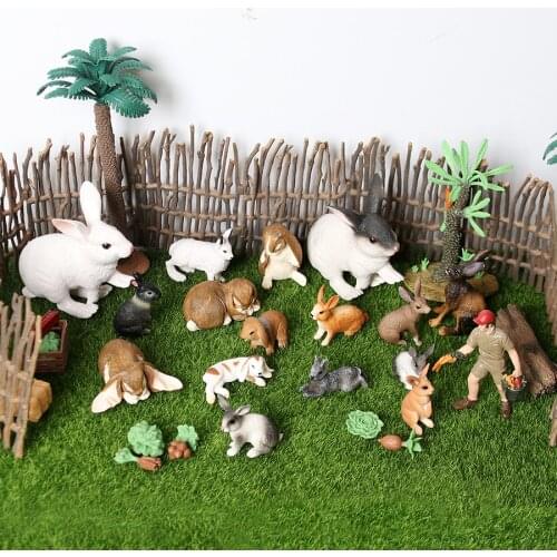Simulation Farm Animals Rabbit Action Figure,Lop Arctic Hare Animal Miniature Model Educational Toys Gift Home Decor