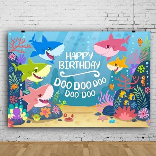 Ocean Shark Crown Coral Baby Birthday Photography Underwater World Background Customized Photographic Backdrops for Photo Studio