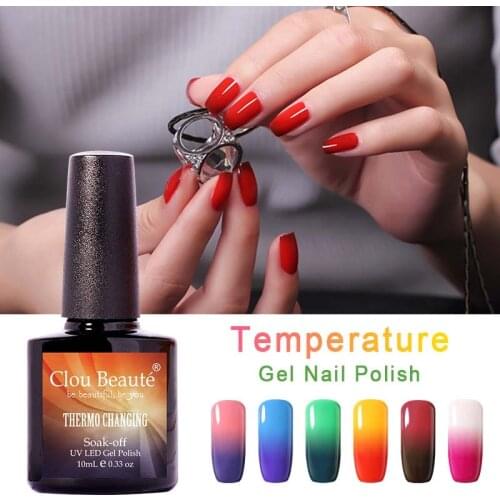 10ml Clou Beaute Choose 1 From 48 colors Temperature Change Color UV Gel Top Coat Manicure UV Gel Nail Soak Off Gel Polish