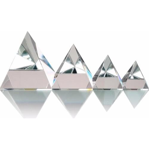 H&D New Arrival Crystal Glass Pyramid Clear Rare Feng Shui Crystals Craft Ornaments for Home Decor( Four Size for Chose)