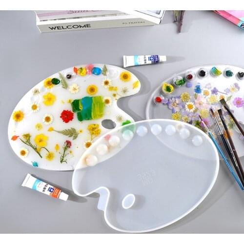 T8DE Handmade Artist Paint Palette Resin Casting Mold Oval Shape Art Palette Resin Mold DIY Oil Paint Pallete Painting Molds