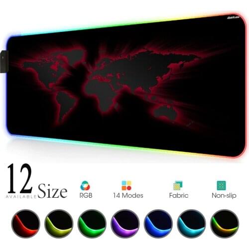 World Map Mouse Pad Led Pad Gaming Accessories Desktop Computer Gamer Decoration Carpet Mouse Xxl Rgb for Pc Mouse Mat Map