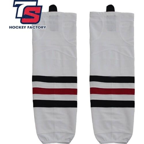 Cool hockey free shipping 100% Polyester Breathable Blackhawks Ice Hockey sport Socks Cheap Shin Guards W018 for fans