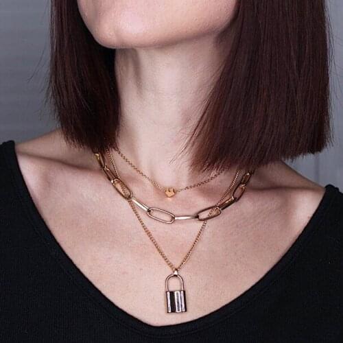 Fashion Gold Silver Color Heart Choker Lock Pendant Necklace for Women 2020 Trendy Jewelry Necklaces Female Clavicle Chain