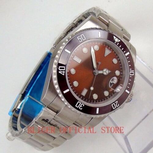 Causal BLIGER 40mm mens watch red dial red bezel Luminous Miyota 8215 Automatic movement watch