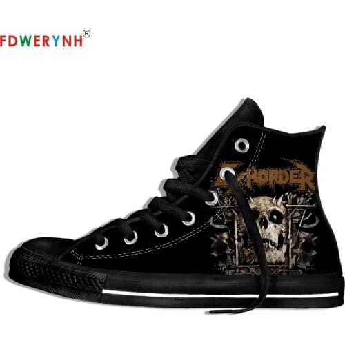 Mens Casual Shoes Exhorder Music Fans Heavy Metal Band Logo Personalized Shoes Light Breathable Lace Upcanvas Casual Shoes