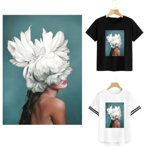 Flower Avatar Parches Badges Lady Girls Heat Transfer Diy Accessory Iron On Stickers Clothes Fashion Stickers On Clothes