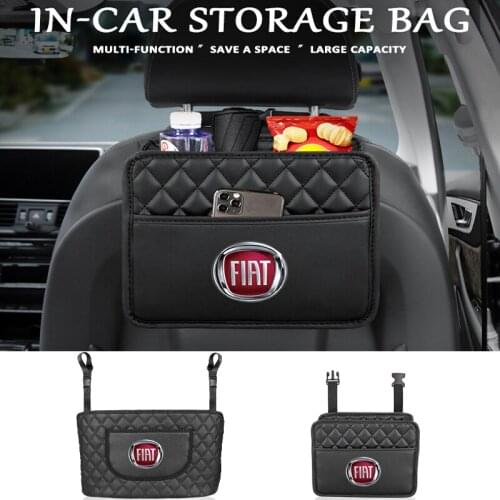 Car Seat Back Organizer Storage Bag Interior Parts Leather Bag Car ​Accessorie For FIAT 500 Grande Punto Tipo Stilo UNO Astra