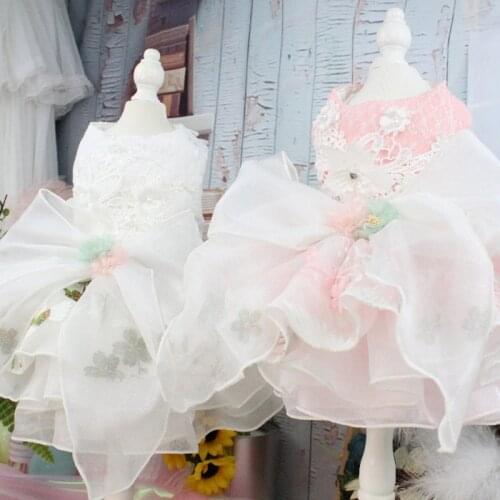 Pet Dog Dress Handmade Princess Wedding Dresses Puppy Clothes Big Bow-knot Embroidery For Small Dogs Chihuahua Poodle Tutu Dress